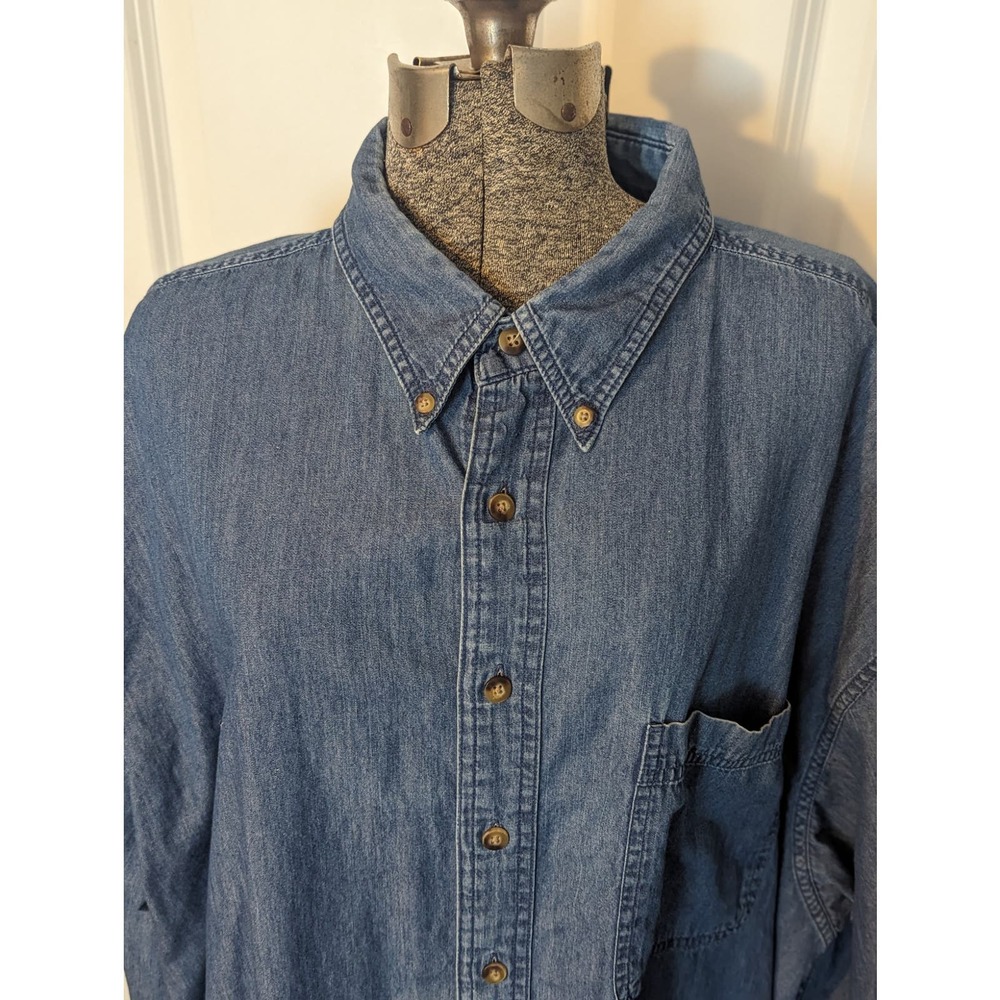 3 XL Tall chambery denim button shirt.  REPP Ltd. 100% cotton. Cheat pocket